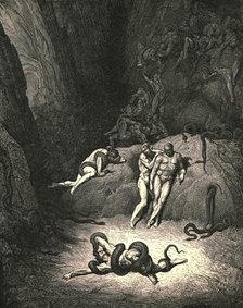 'The other two look'd on, exclaiming, "Ah! How dost thou change, Agnello!"', c1890.  Creator: Gustave Doré.