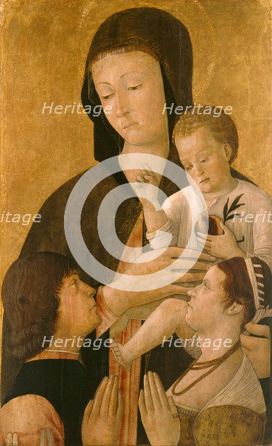 Madonna with child and two donors, 1460. Artist: Bellini, Gentile (ca. 1429-1507)