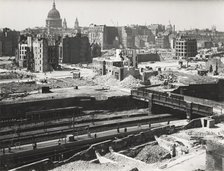The Barbican area of the City of London, World War II, 1942. Artists: Arthur Cross, Fred Tibbs