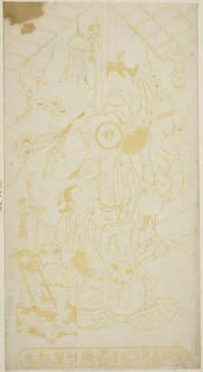The Actors Tamazawa Saijiro I as the pageboy Umezaburo and Segawa Kikunojo I as Oroku in t..., 1744. Creator: Torii Kiyomasu.