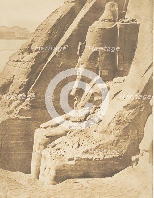 Profil du Colosse oriental du Spéos de Phré, à Abousembil (Portrait de Rhamsès-l..., March 29, 1850. Creator: Maxime du Camp.