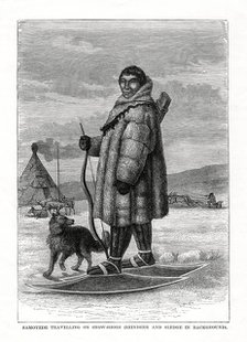 'Samoyede Travelling on Snow-Shoes', Russia, 1877. Artist: Unknown