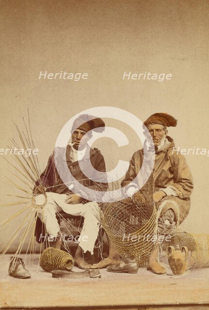 Two men making baskets, 1865-1870. Creator: Giorgio Sommer.