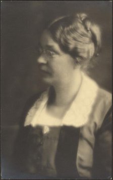 Portrait of a Woman with Open Book (cropped), 1907-1943. Creator: Louis Fleckenstein.