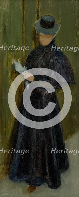 Woman in a long black dress, 1890-1898. Creator: Akos von Aranyossy.