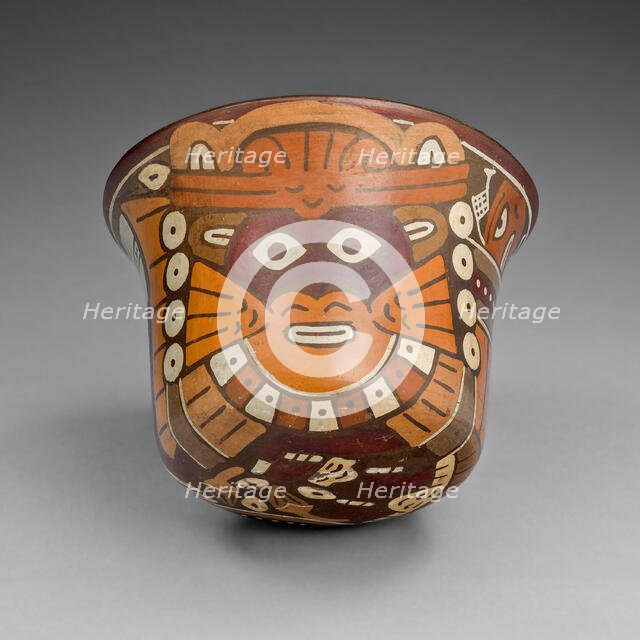 Cup Depicting a Ritual Performer Wearing a Feline Mask, 180 B.C./A.D. 500. Creator: Unknown.