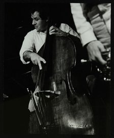 Chris Laurence playing the double bass at The Stables, Wavendon, Buckinghamshire. Artist: Denis Williams