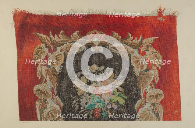 Embroidered Stool Cover, c. 1939. Creator: Carmel Wilson.