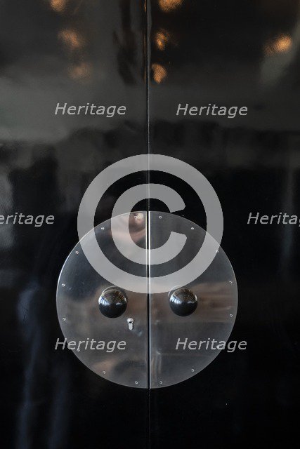 Door fixtures, assembly hall, The Bauhaus building, Dessau, Germany, 2018.  Artist: Alan John Ainsworth.