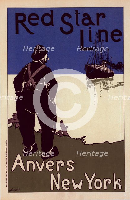 Affiche belge "Red Star Line"., c1900. Creator: Hendrick Cassiers.