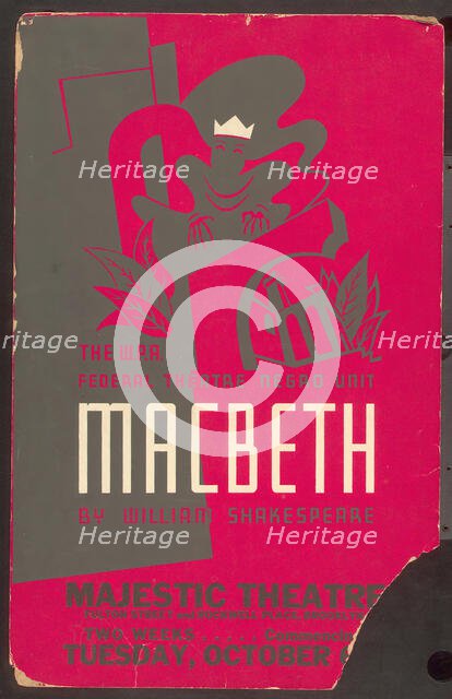 Poster from Brooklyn production of Macbeth (Majestic Theater), [193-] . Creator: Unknown.
