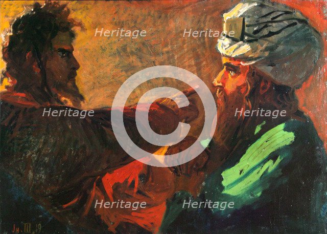 Christ and Nicodemus (Study), 1889. Artist: Ge, Nikolai Nikolayevich (1831-1894)