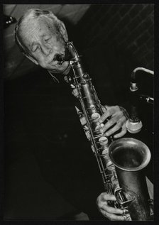 Spike Robinson playing tenor saxophone The Fairway, Welwyn Garden City, Hertfordshire, 1998. Artist: Denis Williams