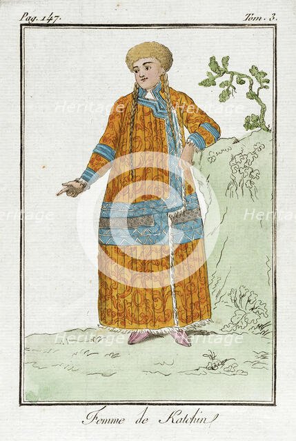 Costume Plate (Femme de Katchin), Late 18th to early 19th century. Creators: Jacques Grasset de Saint-Sauveur, LF Labrousse.