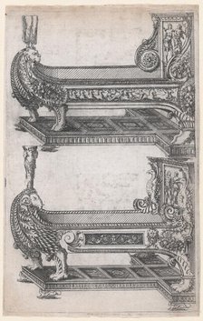 Designs for Two Beds, 1565-70. Creator: Jacques Androuet Du Cerceau.