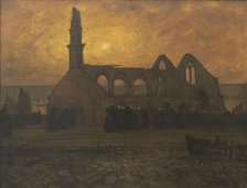 Lamentation of the women of Camaret around the burned chapel of Rocamadour, 1930. Creator: Cottet, Charles (1863-1925).