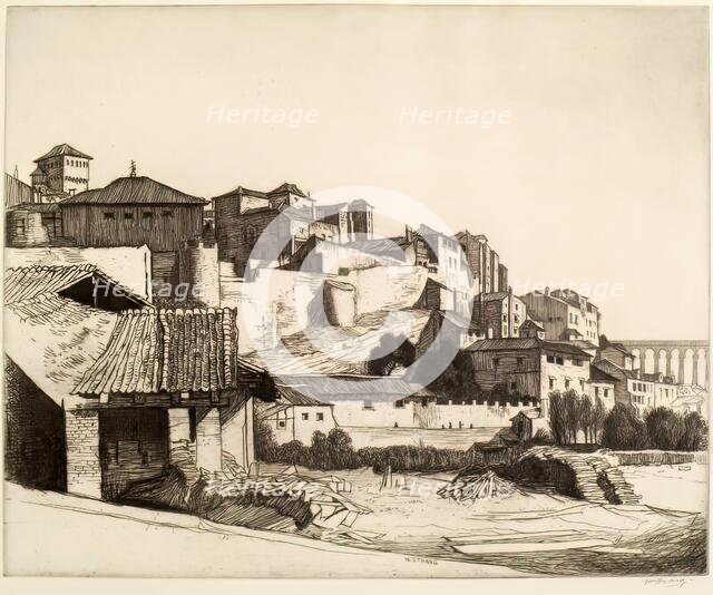 Old Walls And Roman Viaduct, Segovia, c1913. Creator: William Strang.