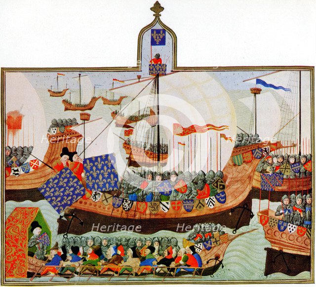 Expedition to confront African corsairs, 1390. Artist: Unknown