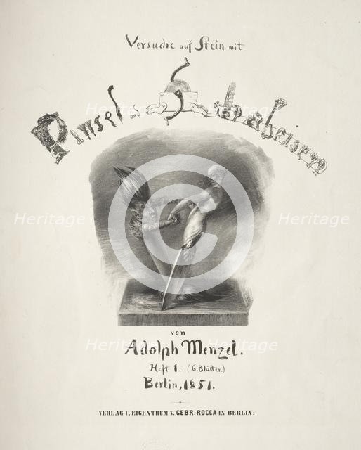Essay on Stone with Brush and Scraper, 1851. Creator: Adolph von Menzel (German, 1815-1905).