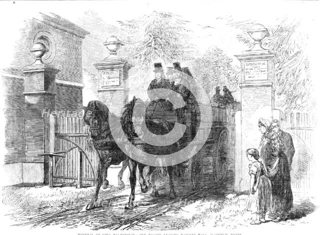 The Funeral of Lord Palmerston: the hearse leaving Brocket Hall, Hatfield, Herts., 1865. Creator: Unknown.