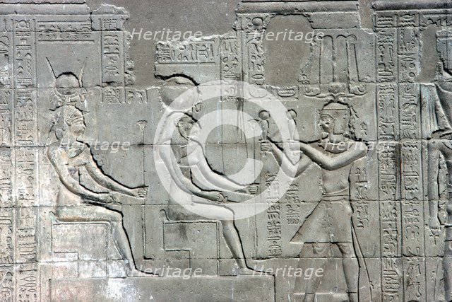 Relief of Pharaoh before Sekhmet, Temple of Khnum, Ptolemaic & Roman Periods. Artist: Unknown