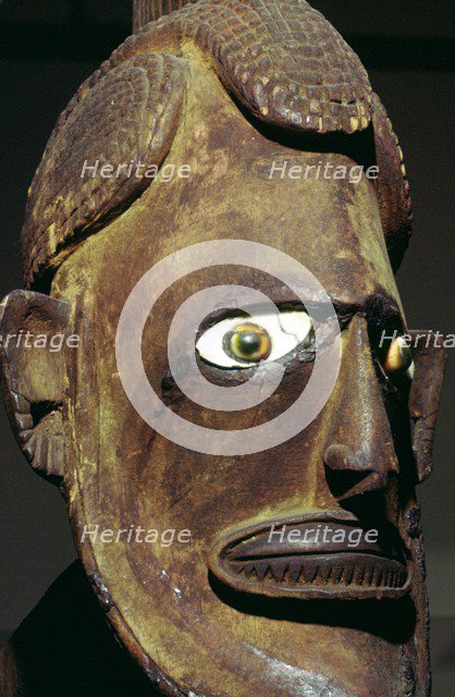 Head of a wooden figure from New Ireland, Melanesian. Artist: Unknown