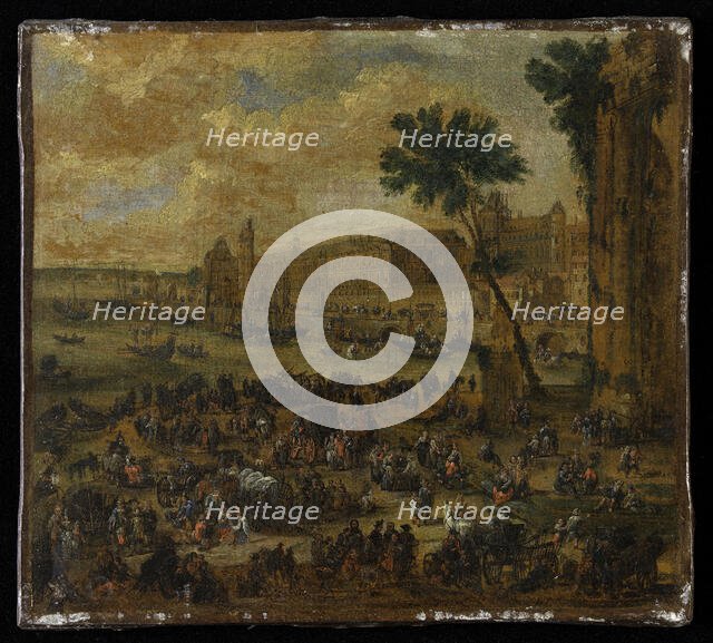 The Louvre and Waterfront Gallery, seen from the Pont-Neuf, around 1650. Creator: Pieter Casteels.