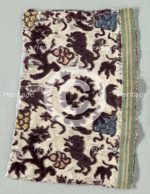 Velvet Fragment, 1600s. Creator: Unknown.