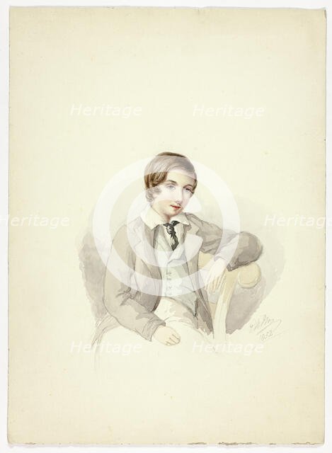Youth Leaning on Chair, 1852. Creator: Elizabeth Murray.