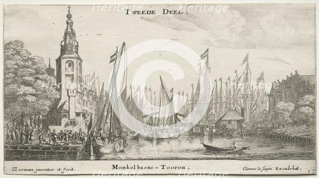 Ships of Amsterdam: Canal near Amsterdam and Tower of Monkel. Creator: Reinier Nooms (Dutch, c. 1623-1667).