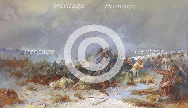 A Battle, 19th century. Creator: Nikolay Nikolaevich Karazin.