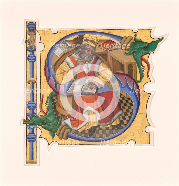 Initial S with King David as Scribe, 1430s. Creator: Master of the Cypresses.