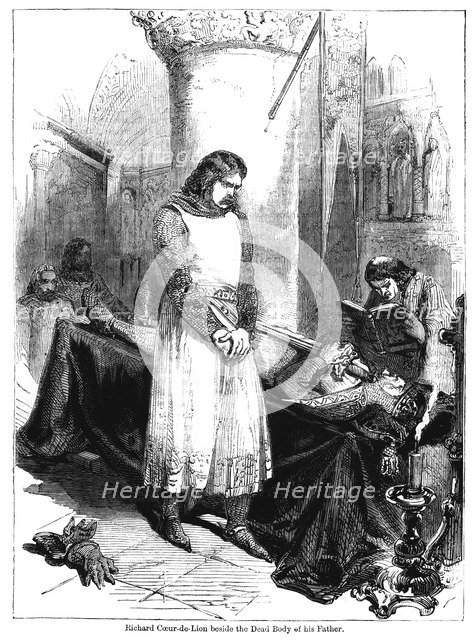 King Richard I beside the dead body of his father, King Henry II, 1189. Artist: Unknown