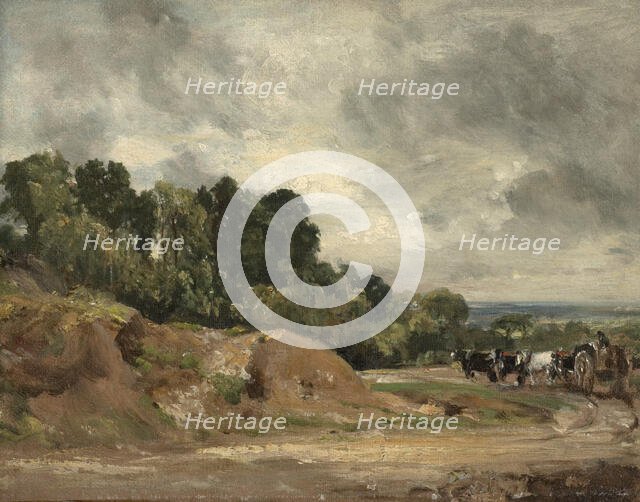 Sandbanks And A Cart And Horses On Hampstead Heath, c1820-25. Creator: John Constable.