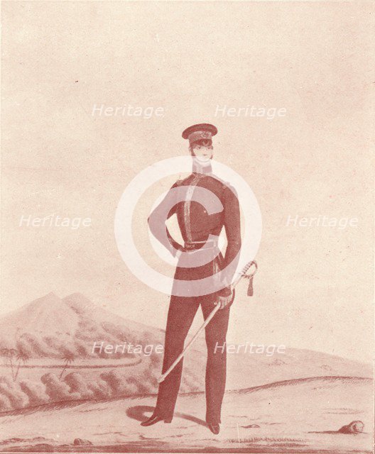 'Officer of the Madras Army (Rifles, Undress)',  c1837-1843, (1909). Artist: William Hunsley.