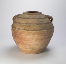 Globular Jar with Relief Cordons and Two Handles, Western Han dynasty, 1st cent B.C. Creator: Unknown.