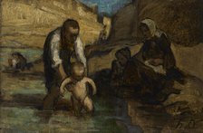 The first bath, c1852. Creator: Daumier, Honoré (1808-1879).