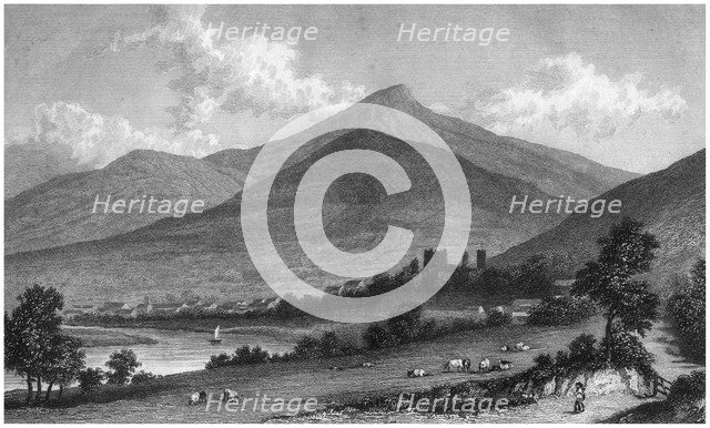 Abergavenny from the Usk Road, Wales, 19th century(?). Artist: E Francis