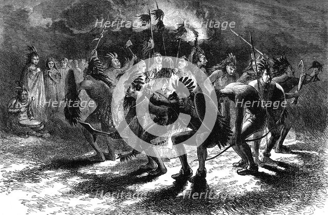 Native American scalp dance, c17th century (c1880). Artist: Unknown
