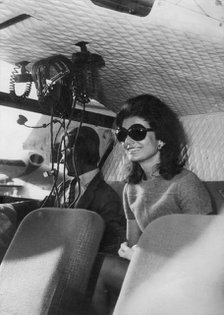 Jackie Onassis in her private helicopter, 1973. Artist: Unknown