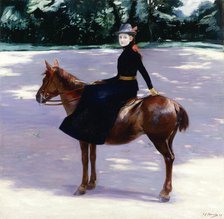 Mademoiselle Meuriot on her pony, 1889. Creator: Jacques Emile Blanche.