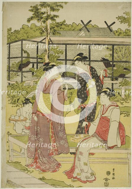 Women Visiting the Bird and Flower Teahouse (Kachojaya), c. 1792/93. Creator: Utagawa Toyokuni I.