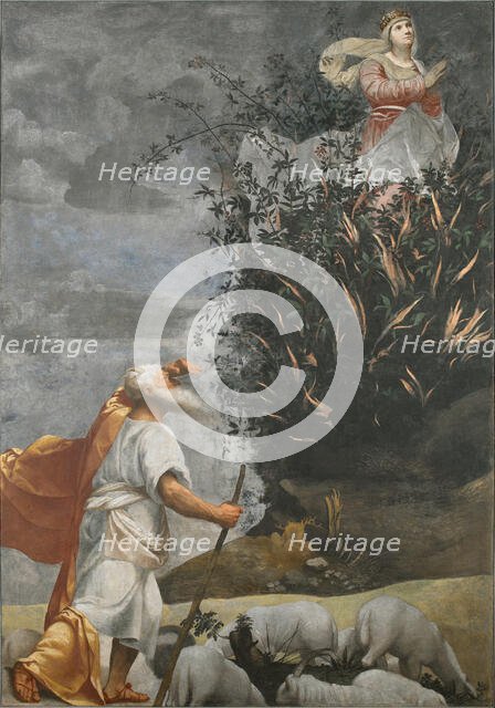 Moses and the burning bush at Horeb, c 1525. Creator: Moretto da Brescia, Alessandro (ca 1498 - 1554).