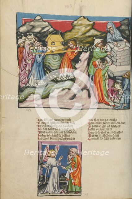 The Israelites with the Ark of the Covenant in the River Jordan: The Erection of..., about 1400-10. Creator: Unknown.