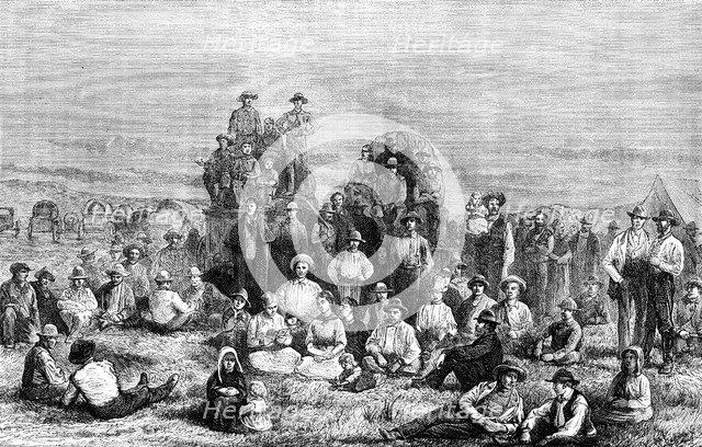 An encampment of Mormon converts in the desert, c1846 (c1880). Artist: Unknown