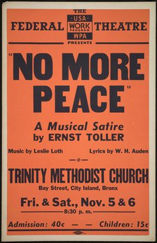 No More Peace, New York, [1937]. Creator: Unknown.