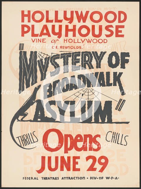 Mystery of Broadwalk Asylum, Los Angeles, [193-]. Creator: Unknown.