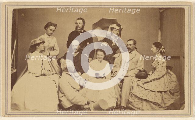 Group portrait of nine men and women, 1864-1866. Creator: H Wentworth.