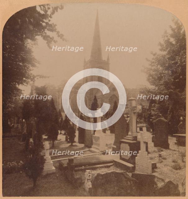 'Church at Stratford-on-Avon, England - where lie the mortal remains of Shakspeare', 1900.  Creator: Underwood & Underwood.