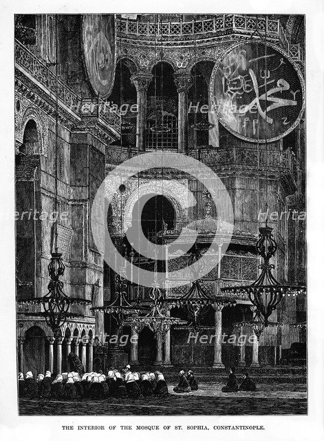 'The Interior of the Mosque of Santa Sophia, Constantinople', Turkey, 19th century. Artist: Unknown
